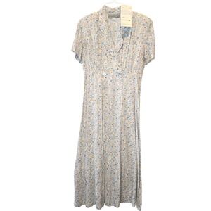 Carol Anderson California Vintage 90s Floral Maxi Dress Blue Rayon Size 8 NWT